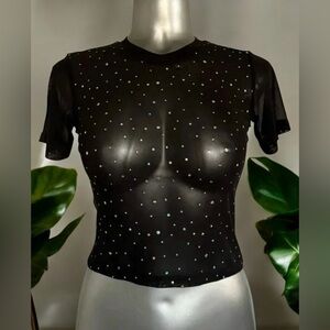Free | French Twist Shimmering Mesh T-Shirt